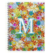 Grote Funky Monogram Bloempatroon Heldere kleuren Notitieboek (Voorkant)