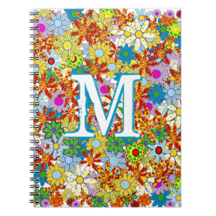 Grote Funky Monogram Bloempatroon Heldere kleuren Notitieboek