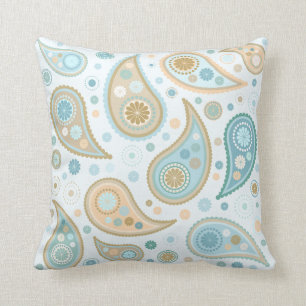 Grote Funky Print van Paisley (lichte blauwe achte Kussen