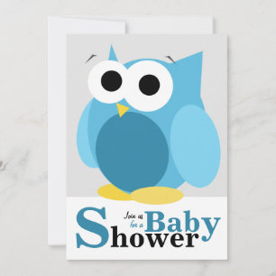 Grote Funny Blue Owl Baby Shower-uitvindingen Kaart