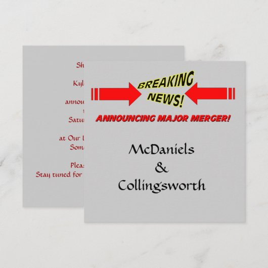 Grote fusie trouwdatum kaart (Voorkant / Achterkant)