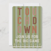 Grote Game Bowl Game Groen Football Field Party Kaart (Achterkant)