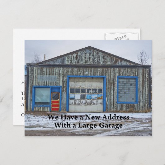 Grote garage - Funny Change of Address Aankondigingskaart (Voorkant / Achterkant)