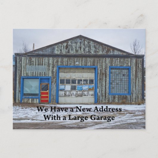 Grote garage - Funny Change of Address Aankondigingskaart (Voorkant)