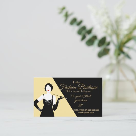 Grote Gatsby 1920s Flapper boutique mode shop Visitekaartje (Staand voorkant)