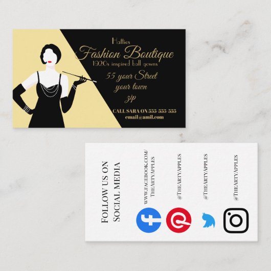 Grote Gatsby 1920s Flapper boutique mode shop Visitekaartje (Voorkant / Achterkant)