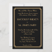 Grote Gatsby Art Deco Black Gold Wedding nodigt Kaart (Voorkant)