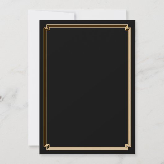 Grote Gatsby Art Deco Black Gold Wedding nodigt Kaart (Achterkant)