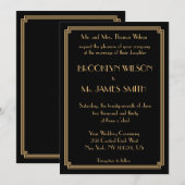 Grote Gatsby Art Deco Black Gold Wedding nodigt Kaart (Voorkant / Achterkant)