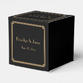 Grote Gatsby Art Deco Black Wedding Favor Boxes Bedankdoosjes (Achterkant)