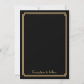 Grote Gatsby Art Deco Black Wedding Invitations Kaart (Achterkant)