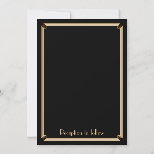 Grote Gatsby Art Deco Black Wedding Invitations Kaart (Achterkant)