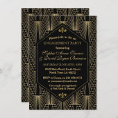 Grote Gatsby Art Deco Engagement Party voor 20-plu Kaart (Voorkant / Achterkant)