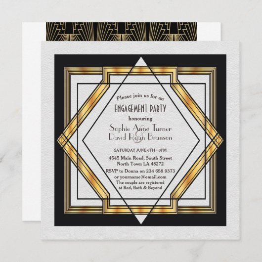 Grote Gatsby Art Deco Engagement Party voor 20-plu Kaart (Voorkant / Achterkant)