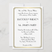 Grote Gatsby Art Deco Gold White Wedding Invites Kaart (Voorkant)