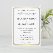 Grote Gatsby Art Deco Gold White Wedding Invites Kaart (Staand voorkant)