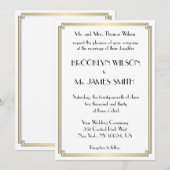 Grote Gatsby Art Deco Gold White Wedding Invites Kaart (Voorkant / Achterkant)