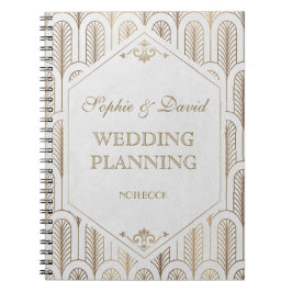 Grote Gatsby Art Deco Gold White Wedding Planner Notitieboek