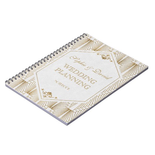 Grote Gatsby Art Deco Gold White Wedding Planner Notitieboek (Linkerzijde)