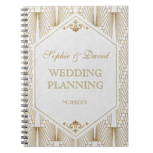 Grote Gatsby Art Deco Gold White Wedding Planner Notitieboek