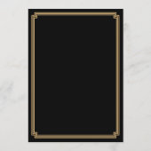 Grote Gatsby Art Deco Goud Zwart Trouwmenu Menu (Achterkant)