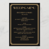 Grote Gatsby Art Deco Goud Zwart Trouwmenu Menu (Voorkant)