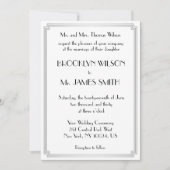 Grote Gatsby Art Deco Silver White Wedding Invites Kaart (Voorkant)