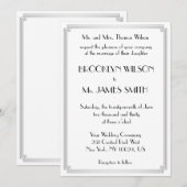 Grote Gatsby Art Deco Silver White Wedding Invites Kaart (Voorkant / Achterkant)