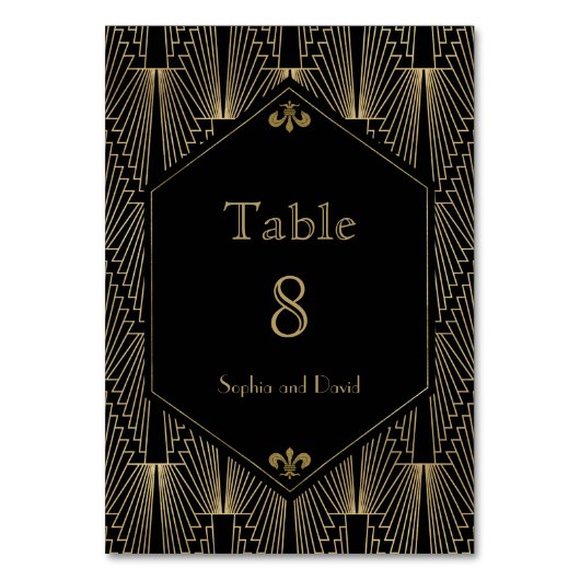 Grote Gatsby Art Deco TABEL NUMBER 2010-RIJK Kaart (Achterkant)