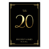 Grote Gatsby Art Deco Table Number 20 Gold Kaart (Voorkant)