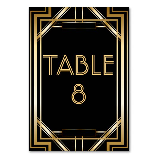 Grote Gatsby Art Deco Table Number Kaarten (Voorkant)