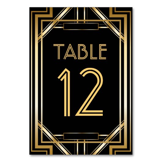 Grote Gatsby Art Deco Table Number Kaarten (Voorkant)