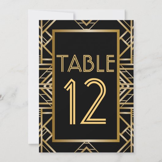 Grote Gatsby Art Deco Tafel Nummer Kaarten (Voorkant)