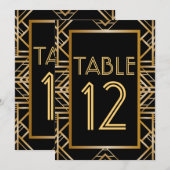 Grote Gatsby Art Deco Tafel Nummer Kaarten (Voorkant / Achterkant)