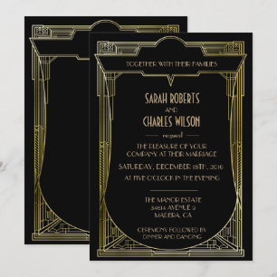 Grote Gatsby Art Deco Trouw Uitnodiging