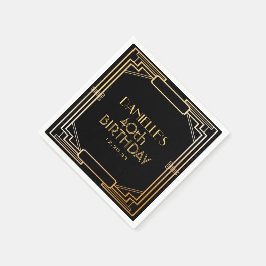 Grote Gatsby Art Deco Verjaardag Gepersonaliseerd Servet (Hoek)