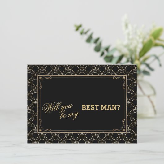 Grote Gatsby  Art Deco Wedding BEST MAN Kaart (Staand voorkant)