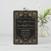 Grote Gatsby- Art Deco Wedding bij races van 20s Kaart (Staand voorkant)