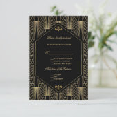 Grote Gatsby- Art Deco Wedding bij races van 20s RSVP Kaartje (Staand voorkant)