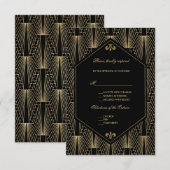 Grote Gatsby- Art Deco Wedding bij races van 20s RSVP Kaartje (Voorkant / Achterkant)