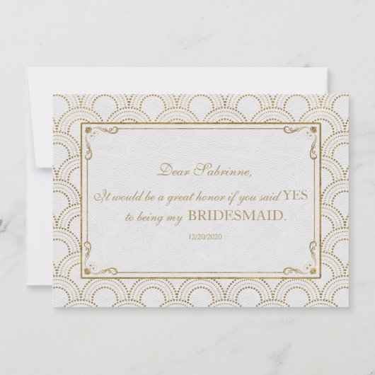 Grote Gatsby Art Deco Wedding Bridesmaid Kaart (Achterkant)