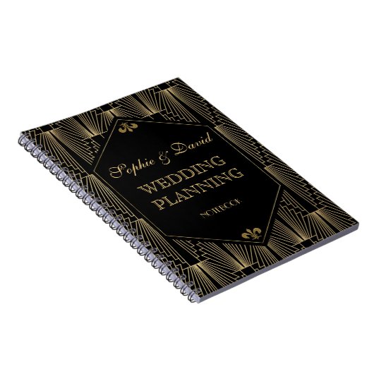 Grote Gatsby Art Deco Wedding Planner bij het zwer Notitieboek (Rechterzijde)