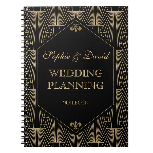 Grote Gatsby Art Deco Wedding Planner bij het zwer Notitieboek (Voorkant)