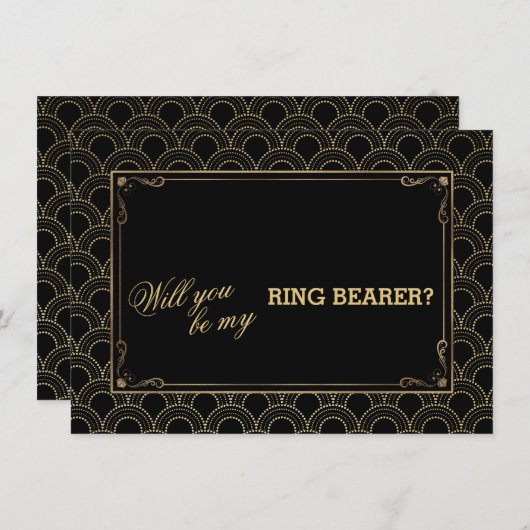 Grote Gatsby  Art Deco Wedding Ring Bearer Kaart (Voorkant / Achterkant)