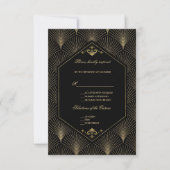 Grote Gatsby  Art Deco Wedding RSVP Kaartje (Voorkant)