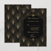 Grote Gatsby Art Deco Wedding RSVP Kaartje (Voorkant / Achterkant)