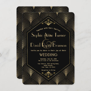 Grote Gatsby Art Deco Wedding Uitnodiging