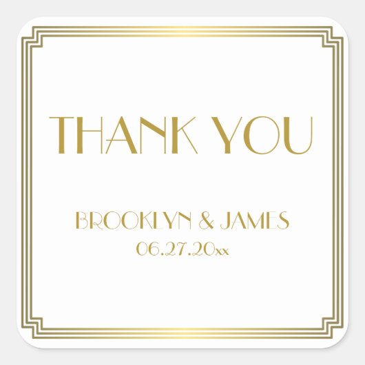 Grote Gatsby Art Deco White Gold Wedding Stickers (Voorkant)