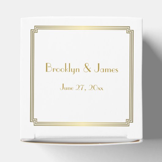 Grote Gatsby Art Deco White Wedding Favor Boxes Bedankdoosjes (Bovenkant)