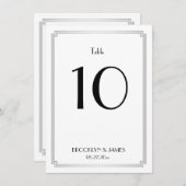 Grote Gatsby Art Deco Zilveren Tafel Nummers Kaart (Voorkant / Achterkant)